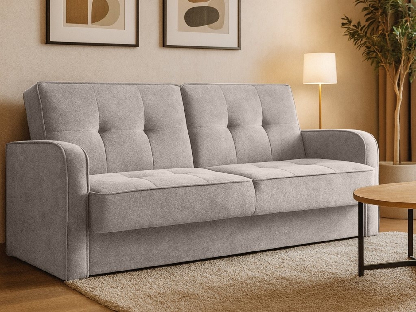 Beautysofa Schlafsofa PAVO 3-Sitzer mit Armlehnen, mit Bettfunktion und Bettkasen Bild 1