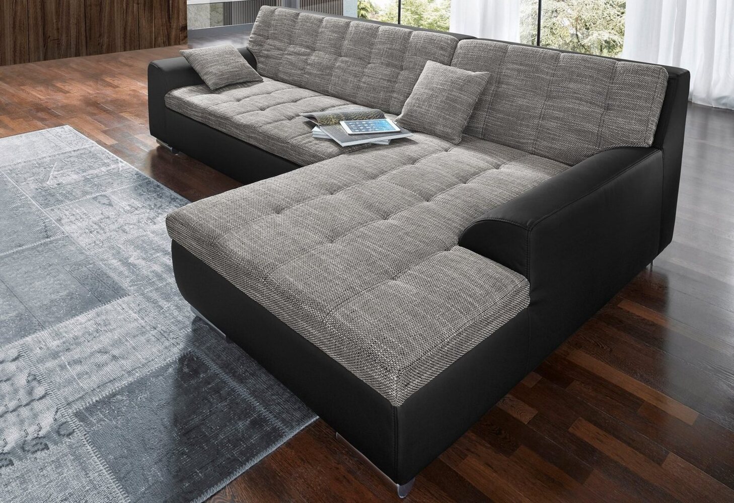 DOMO collection Ecksofa Treviso viele Bezüge, auch in Cord, L-Form, B/T/H: 267/80/83 cm, wahlweise mit Bettfunktion, incl. Zierkissen, hochwertige Steppung Bild 1