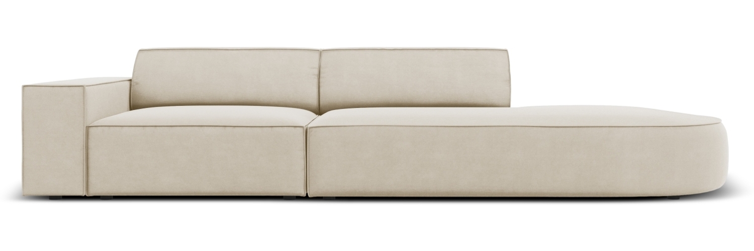 Micadoni 3-Sitzer Sofa Jodie offen runde Recamiere Rechts Samt Dunkelbeige Kunststoff schwarz Bild 1