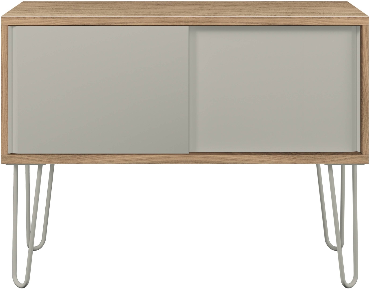 MultiRange Sideboard, Nussbaum, Schiebetüren aus Stahl, 4 Stahlfüße, Maße: H 752 x B 1000 x T 450 mm, Farbe: nussbaum/lichtgrau Bild 1