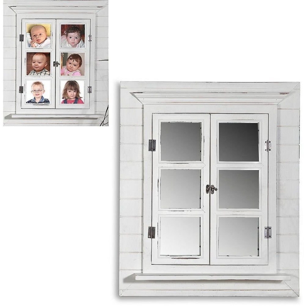 Spiegel Spiegelfenster Dekospiegel Bilderrahmen Deko Fensterläden shabby weiß 64 Bild 1