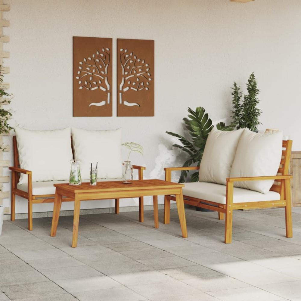 vidaXL 3-tlg. Garten-Lounge-Set mit Kissen Massivholz Akazie 3211798 Bild 1