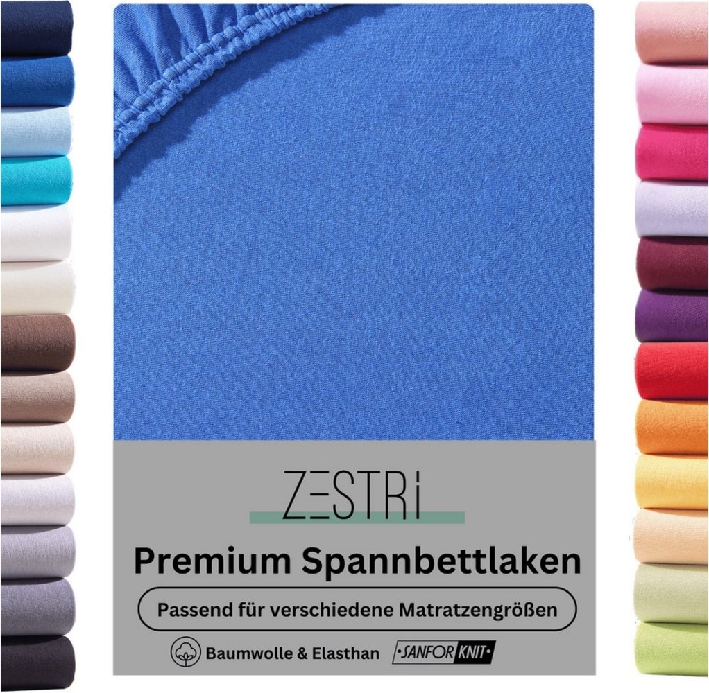 Zestri Spannbettlaken für Boxspringbetten & Wasserbetten 140x200 160x200 180x200 200x200, Gummizug: rundum, bis 40cm Steghöhe, Baumwolle mit Elasthan, Bettlaken Laken Bild 1