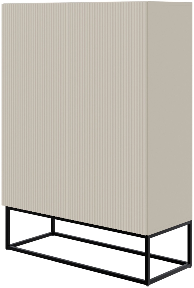 Selsey 'Veldio' Highboard 2-türig, graubeige mit schwarzem Metallgestell, ca. 125 x 90 x 38 cm Bild 1