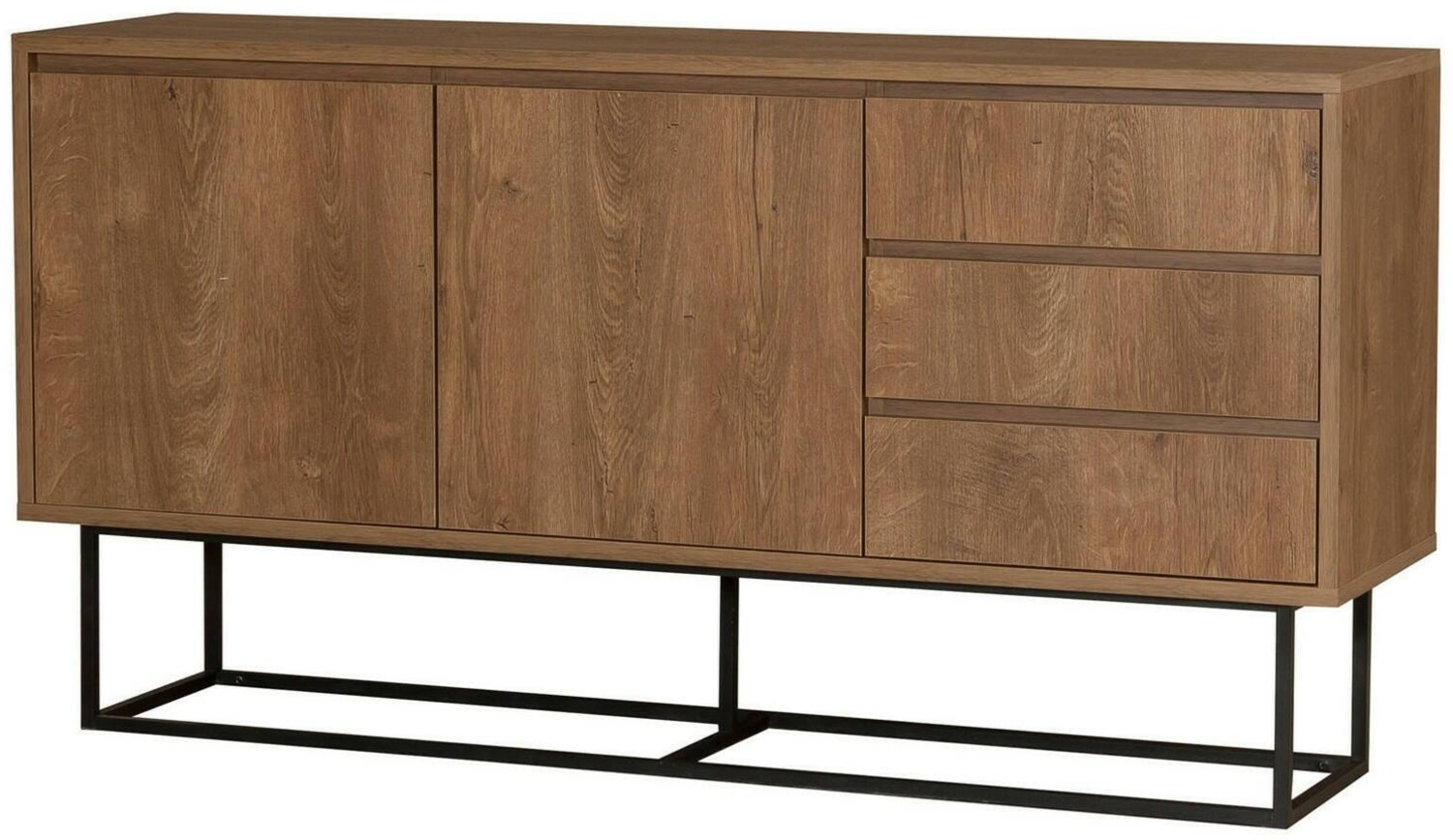 Dmora Konsolentisch Kuwait, Tisch, Eingangskonsole, Regal, 140x36 h72 cm, Walnuss und Schwarz Bild 1