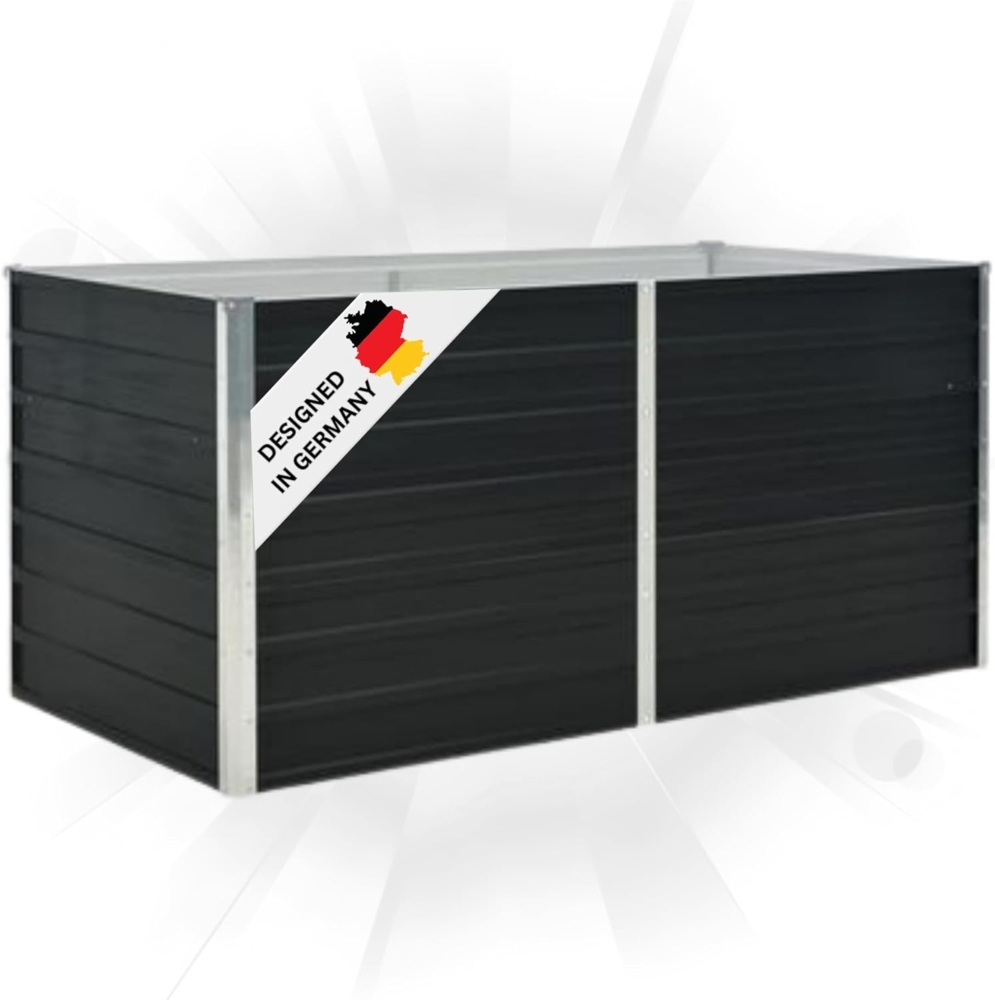 DELUKE® Hochbeet für Garten OSKAR Anthrazit 160x80x77cm Verzinkter Stahl Hochbeet Metall Gartenbeet Kräuterbeet Blumenbeet Beet hoch Frühbeet für Garten Gemüsebeet Bild 1