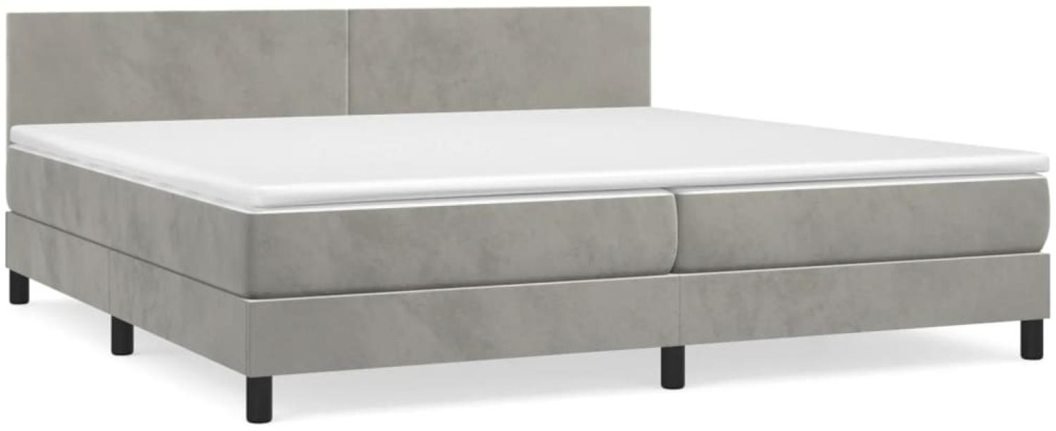 vidaXL Boxspringbett mit Matratze Hellgrau 200x200 cm Samt, Härtegrad: H2 [3141203] Bild 1