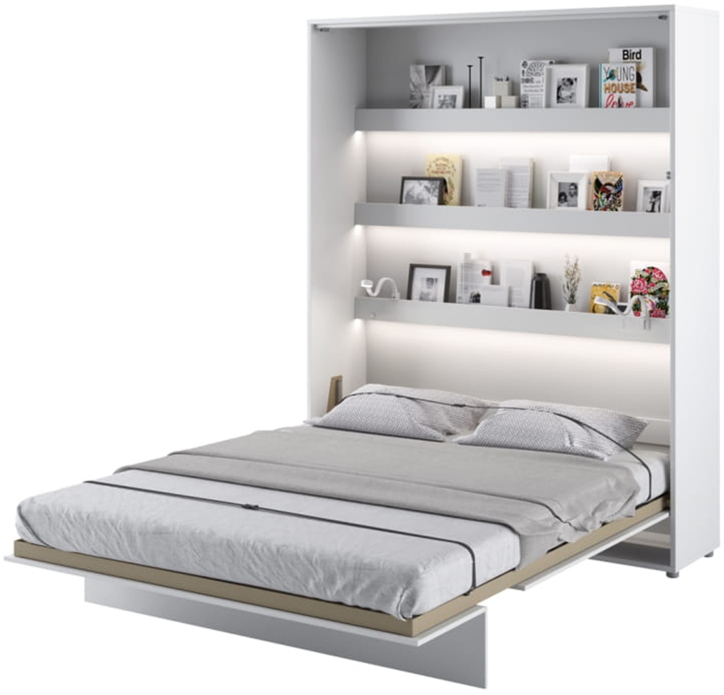 MEBLINI Schrankbett Bed Concept - BC-12 - 160x200cm Vertikal - Weiß Matt - Wandbett mit Lattenrost - Klappbett mit Schrank - Wandklappbett - Murphy Bed - Bettschrank Bild 1