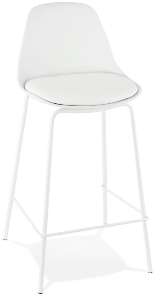 KADIMA DESIGN Küchenhocker Metall | 86,5 cm Höhe | Gepolstert Minimalistisch Modern | Weiß | Barstuhl Bild 1