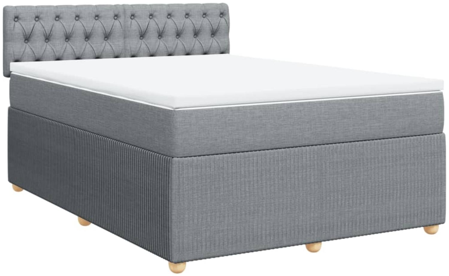 vidaXL Boxspringbett mit Matratze Hellgrau 140x190 cm Stoff 3287458 Bild 1