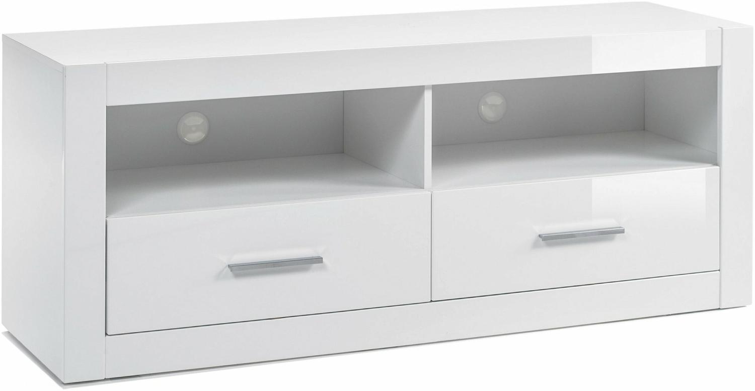 Stylefy Alberta Lowboard Weiß Matt | Weiß Hochglanz, Kabelführung, 61 x 45 x 150 cm Bild 1