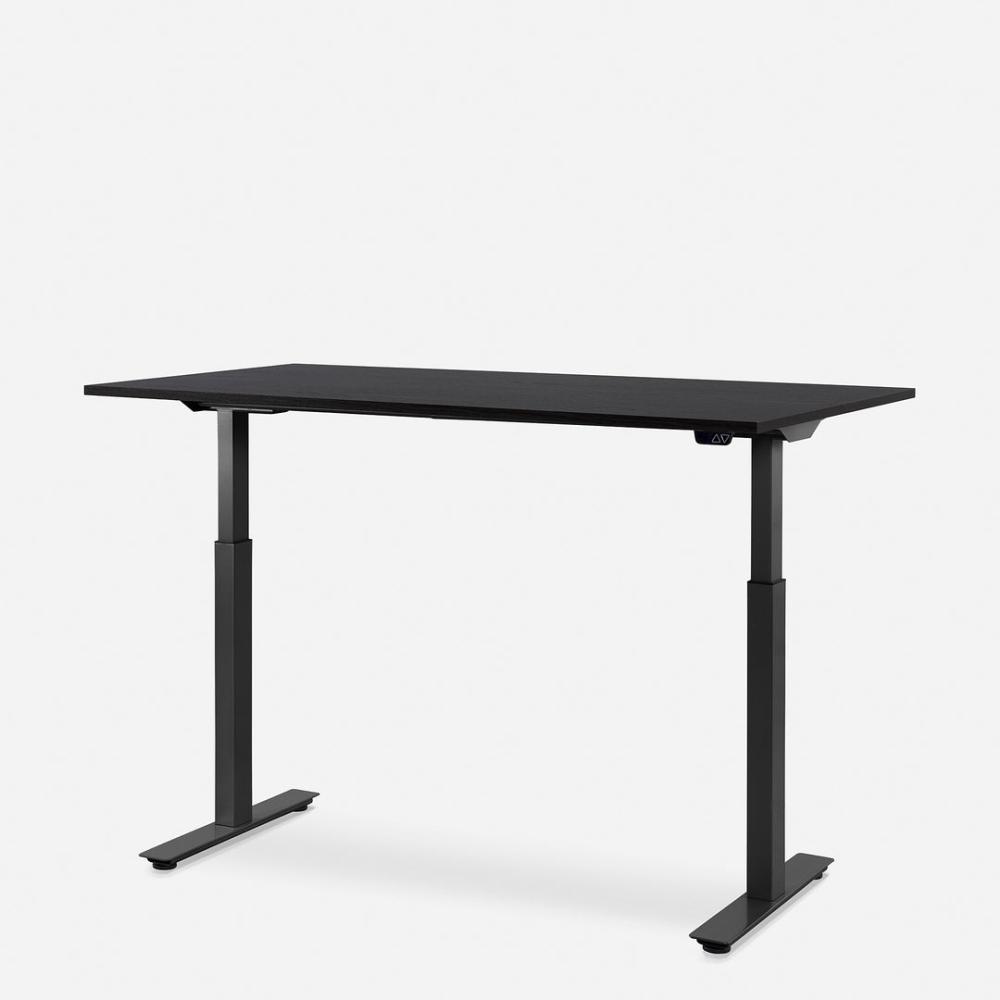 140 x 80 cm WRK21® SMART - Sorano Eiche Dunkelbraun / Schwarz elektrisch höhenverstellbarer Schreibtisch Bild 1