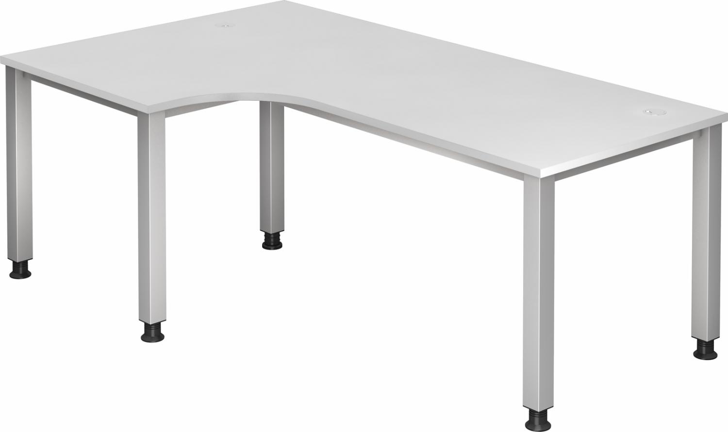 bümö manuell höhenverstellbarer Eckschreibtisch weiß, Schreibtisch L Form 200x120 cm - Eckschreibtisch höhenverstellbar, L Schreibtisch, PC-Tisch Büro, großer Computertisch, Q-Serie, QS-82-W Bild 1