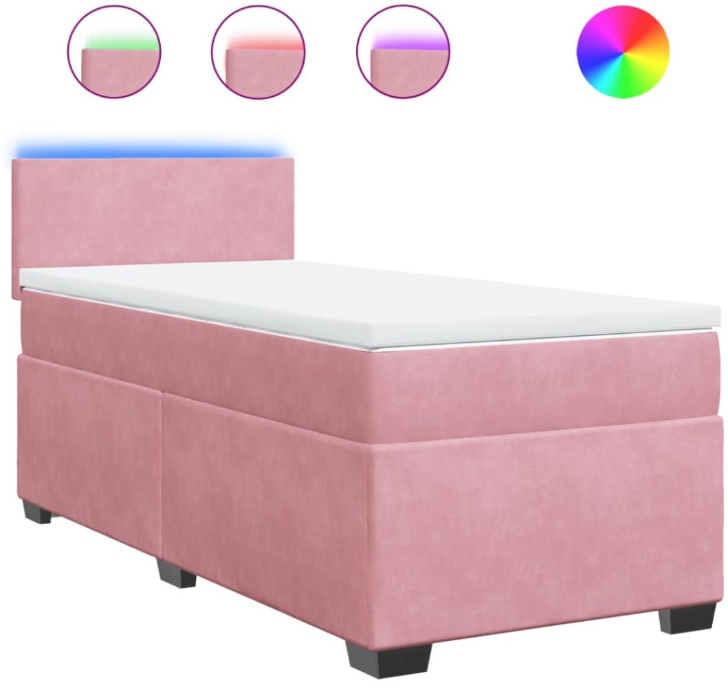 vidaXL Boxspringbett mit Matratze Rosa 100x200 cm Samt 3288533 Bild 1