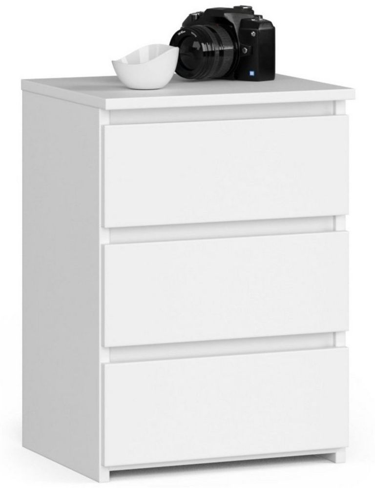 Home Collective Kommode 40 cm breit Holz Highboard Sideboard für Flur Schlafzimmer Wohnzimmer (Mehrzweckschrank Schrank schmal Kommode Schlafzimmer mit Schubladen), Kinderzimmer Organizer, 57 cm hoch mit 3 Schubladen weiß Bild 1