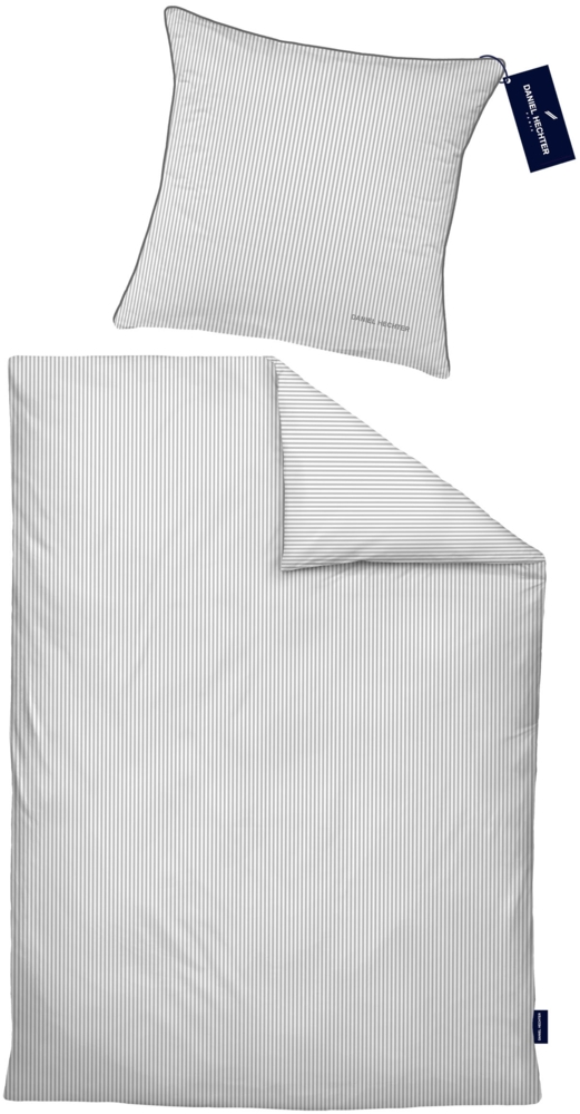Daniel Hechter Bettwäsche Satin 0061304 LÄNGSSTREIFEN, silber/grau, 1x 155x220 cm + 1x 80x80 cm Bild 1