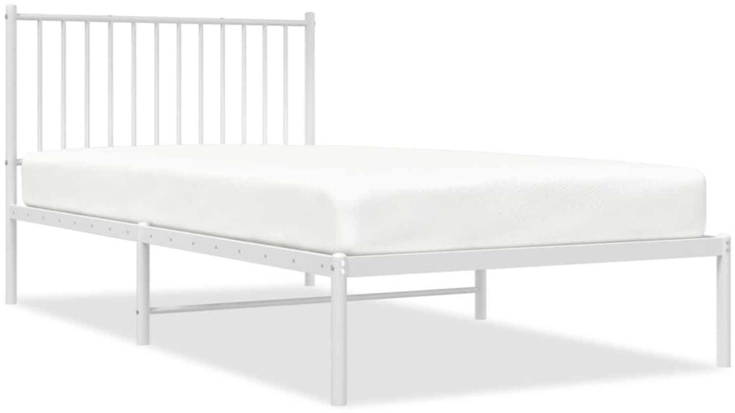 vidaXL Bettgestell mit Kopfteil Metall Weiß 100x200 cm 350926 Bild 1