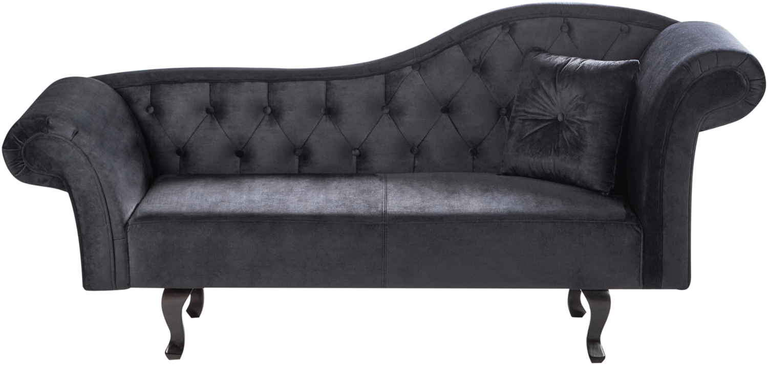 Chaiselongue Samtstoff schwarz rechtsseitig LATTES II Bild 1