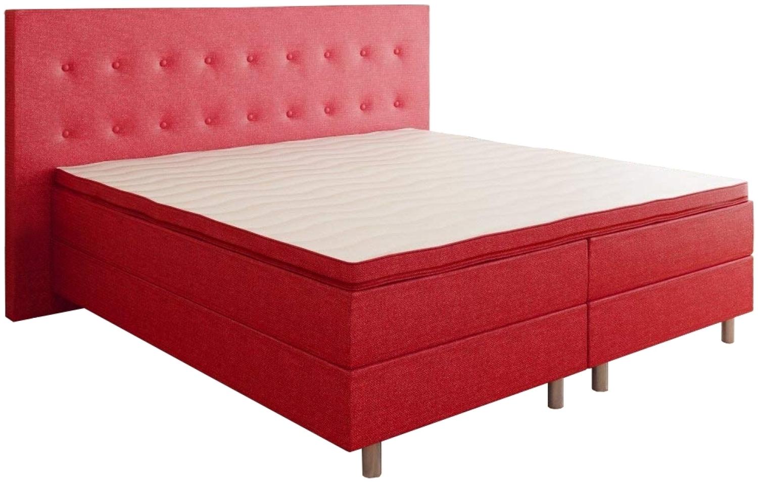 Best For You Boxspringbett Rio Barcelona Rot 5-Zonen mit Visco Topper H3 First Class Bett in verschiedenen Größen 90x200 Bild 1