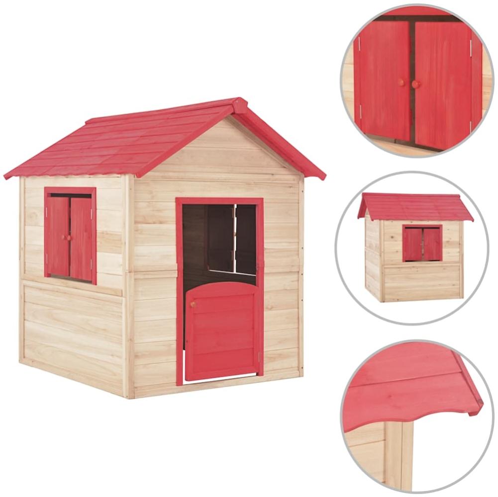 vidaXL 'Kinderspielhaus Tannenholz Rot', 107 x 128 x 128 cm (L x B x H), max. belastbar bis 50 kg, ab 3 Jahren Bild 1