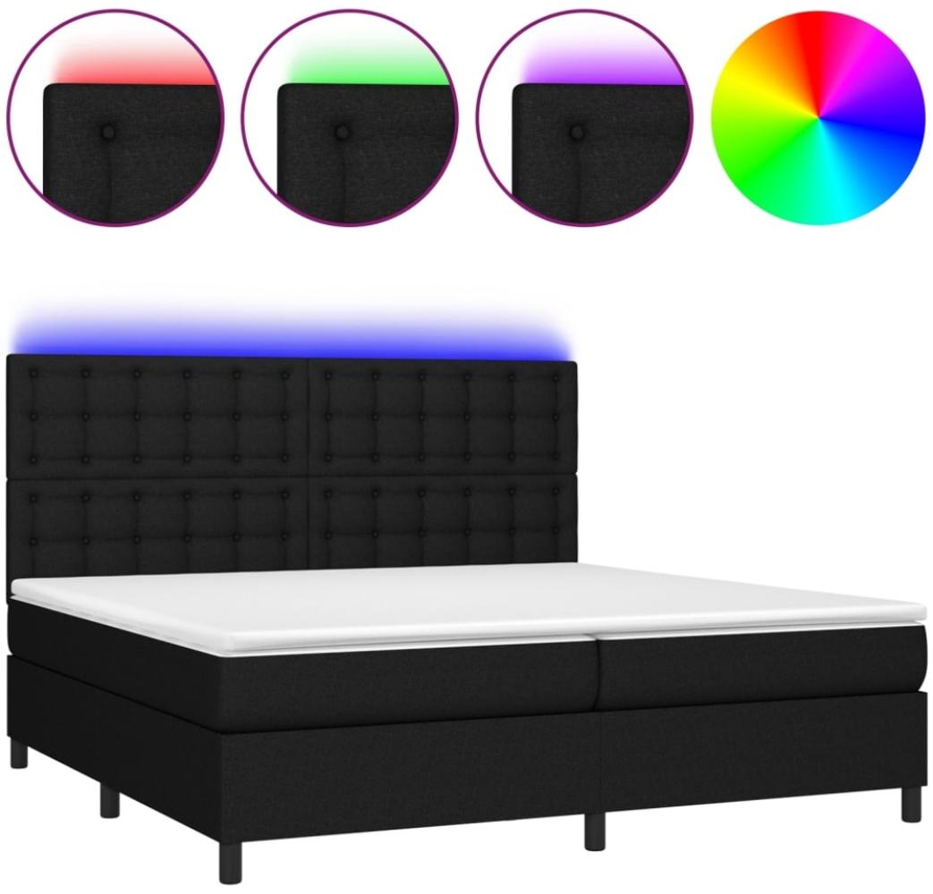 Boxspringbett mit Matratze & LED Stoff Schwarz 200x200 cm, Härtegrad: H2 [3135223] Bild 1
