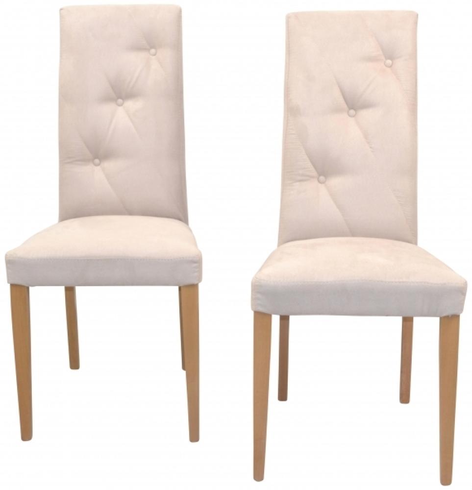 Polsterstuhl "Ina" im 2er-Set, Mikrofaser beige Bild 1
