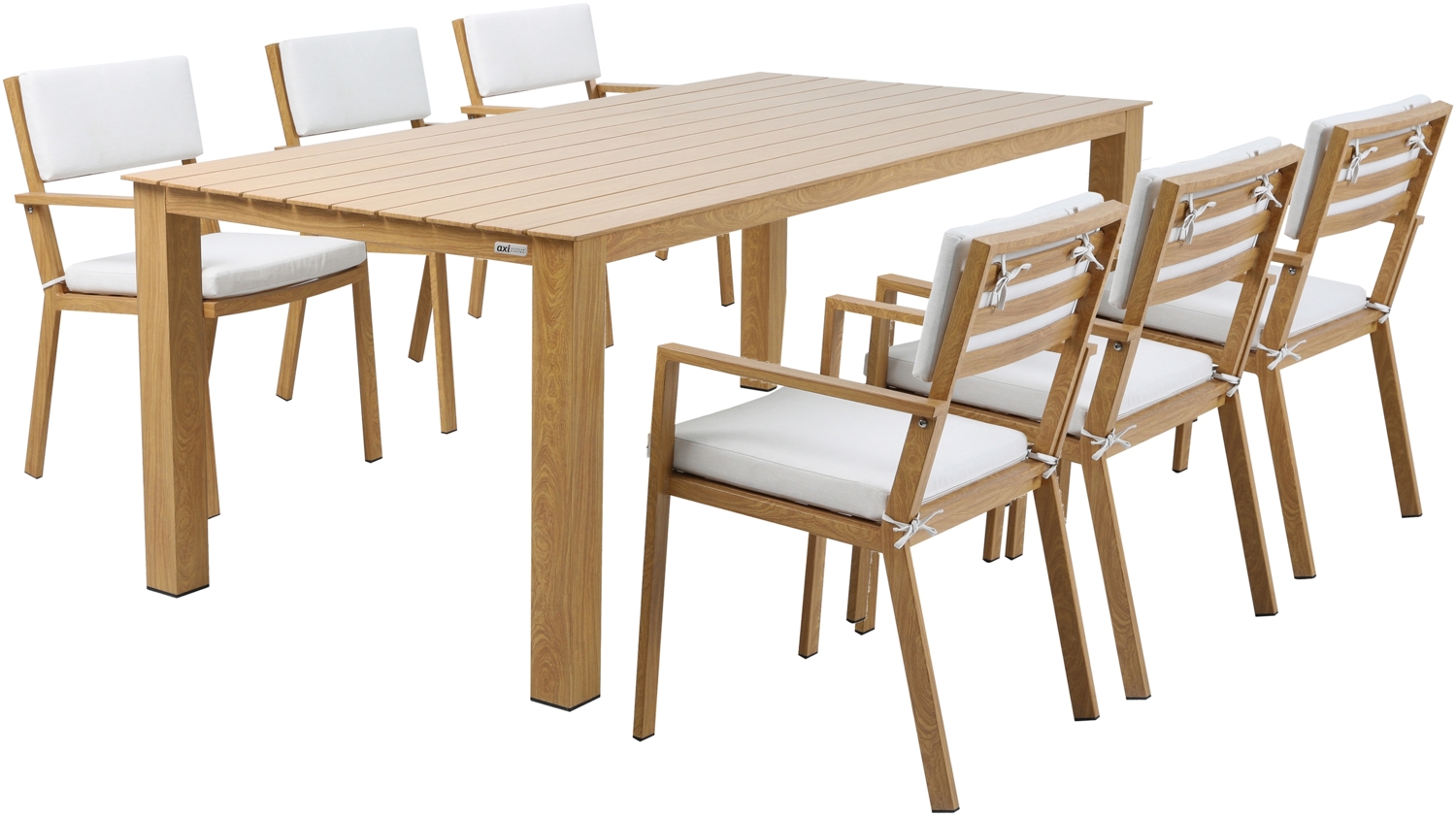 AXI Jada Gartenset mit 6 Stühlen in Holz Look / Beige für 6 Personen Sitzgruppe / Gartenmöbel aus Aluminium / Polyester | Braun | Metall | 99 cm Bild 1