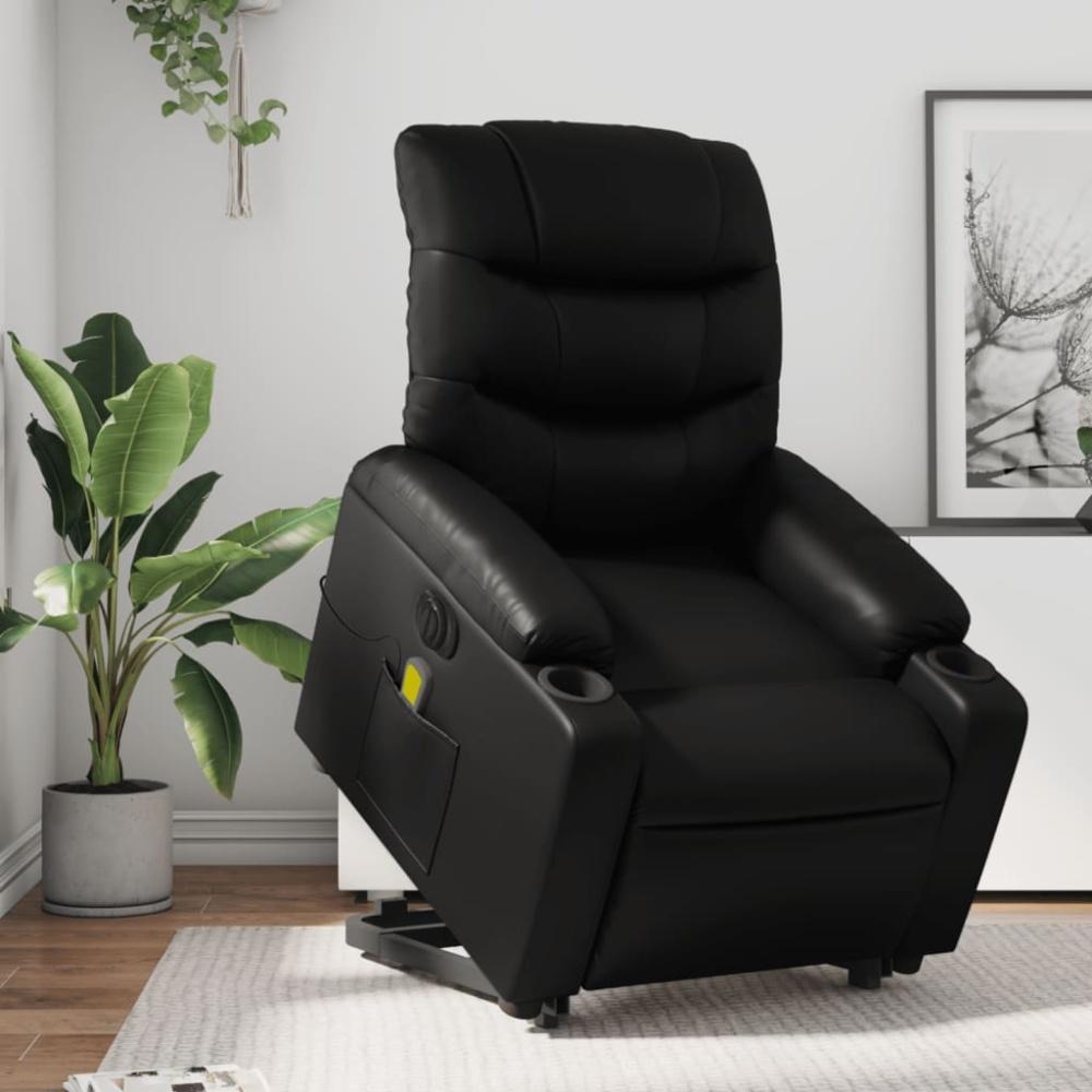 vidaXL Massagesessel mit Aufstehhilfe Elektrisch Schwarz Kunstleder 3206620 Bild 1