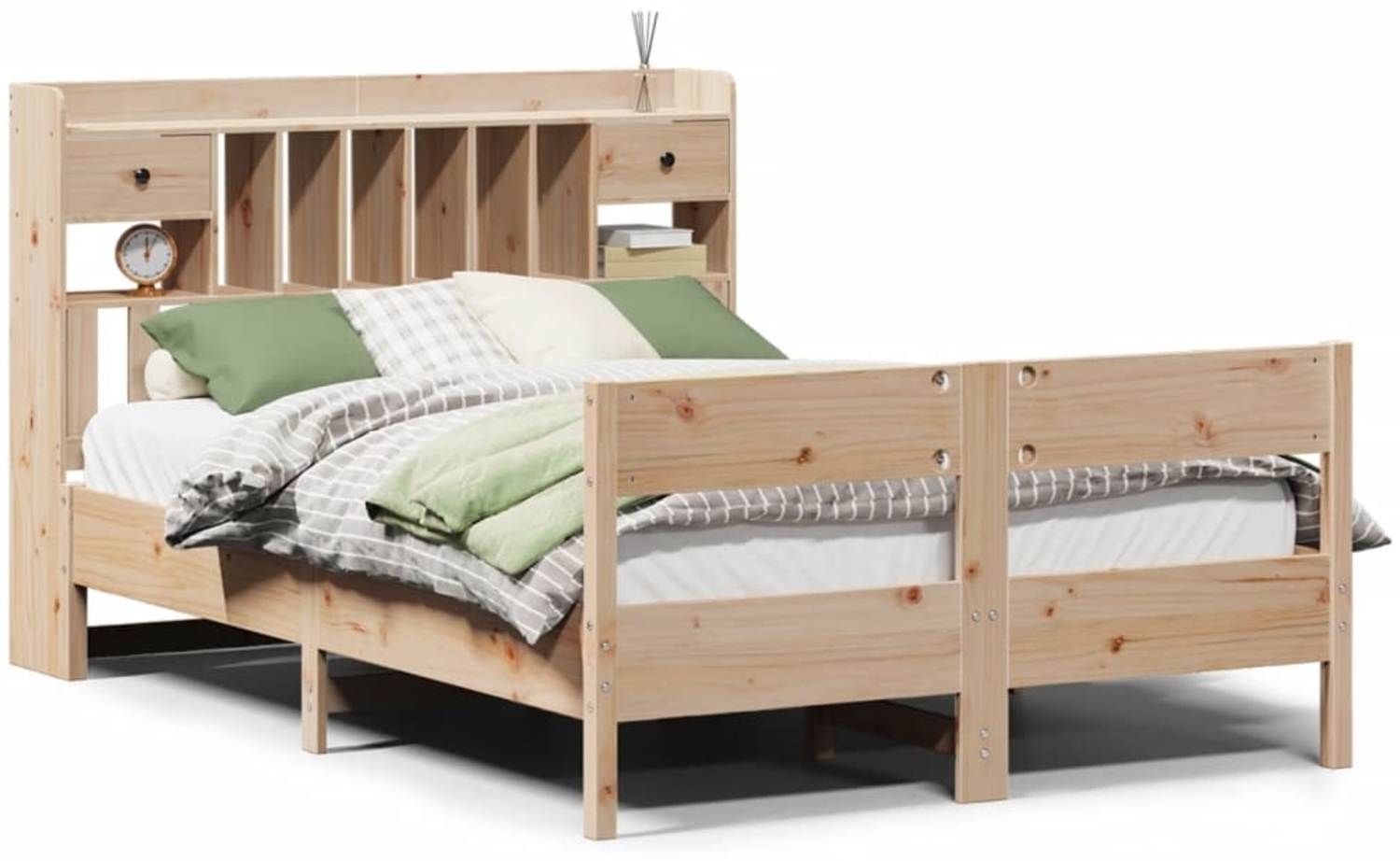 vidaXL Massivholzbett mit Regal ohne Matratze 140x200 cm Kiefer 3323026 Bild 1