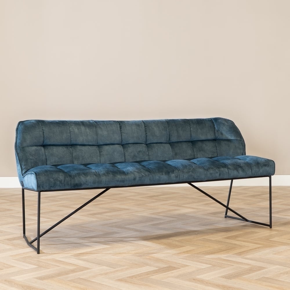 Bronx71 Esszimmerbank Samt Janna blau 155 cm Bild 1