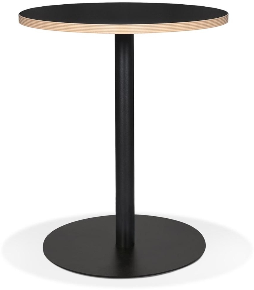 Kadima Design Runder Bistrotisch, Ø 60 cm, Melamin Holz & schwarzem Metallgestell, Schwarz, für Café Bild 1