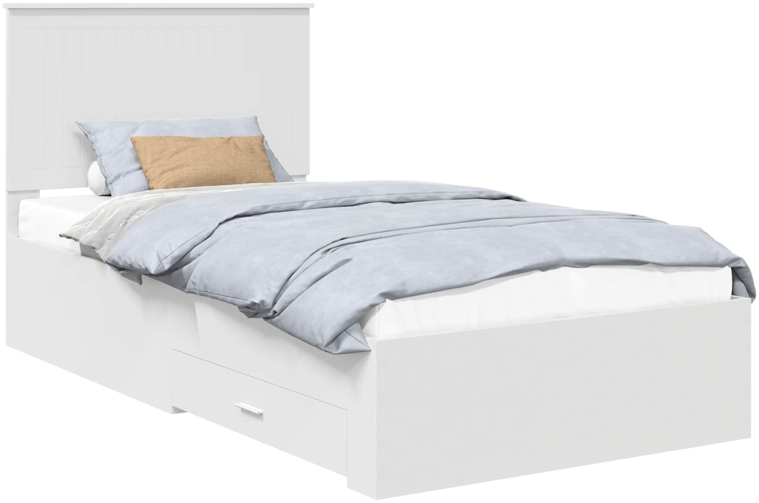 vidaXL Bettrahmen mit Kopfteil Weiß 100x200 cm Holzwerkstoff 3411341 Bild 1