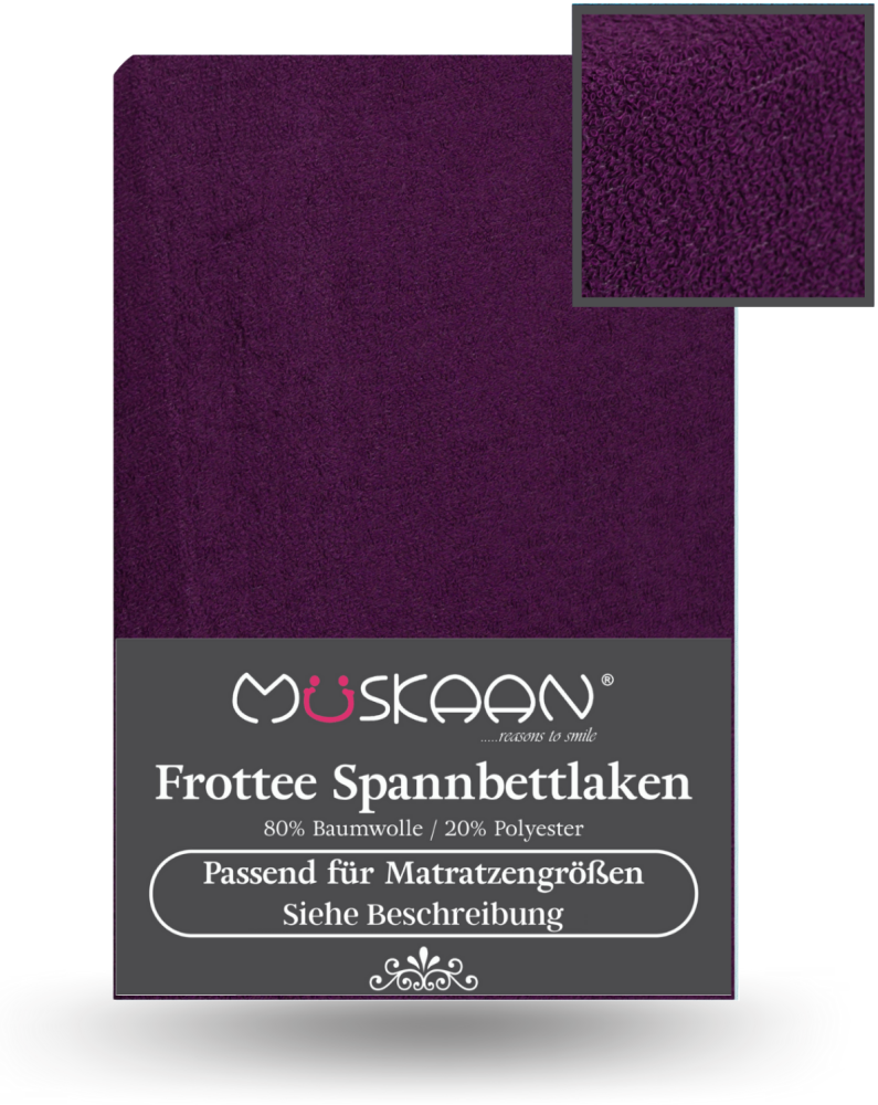 Müskaan - Frottee Spannbettlaken 180x200 cm - 200x220 cm + 40 cm Boxspringbett Laken aubergine Bild 1