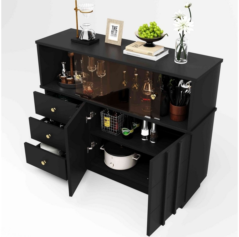 BlingBin Sideboard Küchenschrank mit Glastüren Aufbewahrungsschrank für Küche (1 Stück, 1 St, 120×33×95cm), Buffetschrank für Küche, Esszimmer und Wohnzimmer Bild 1