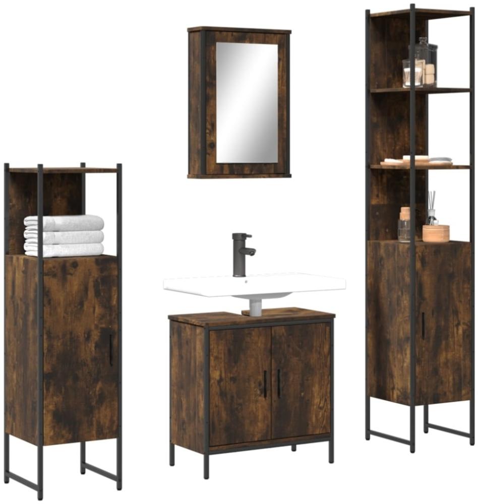 vidaXL 4-tlg. Badmöbel-Set Räuchereiche Holzwerkstoff 3214832 Bild 1