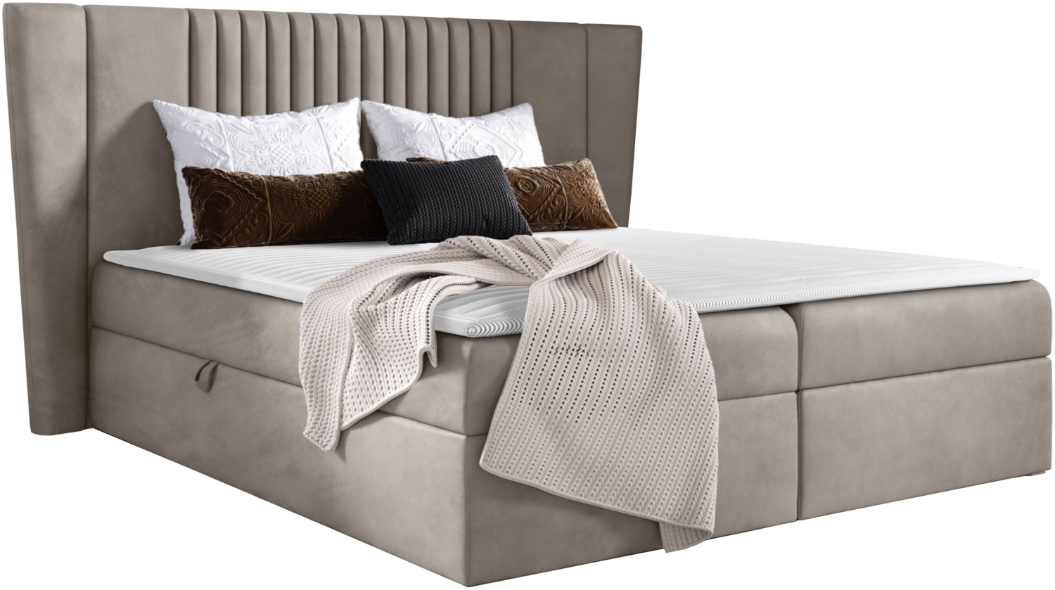 Boxspringbett 'Sagaru' beige 200 x 200 cm Bild 1