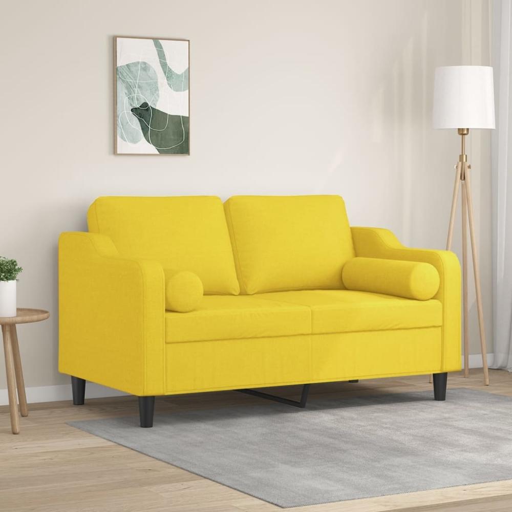 vidaXL 2-Sitzer-Sofa mit Zierkissen Hellgelb 120 cm Stoff 3200842 Bild 1