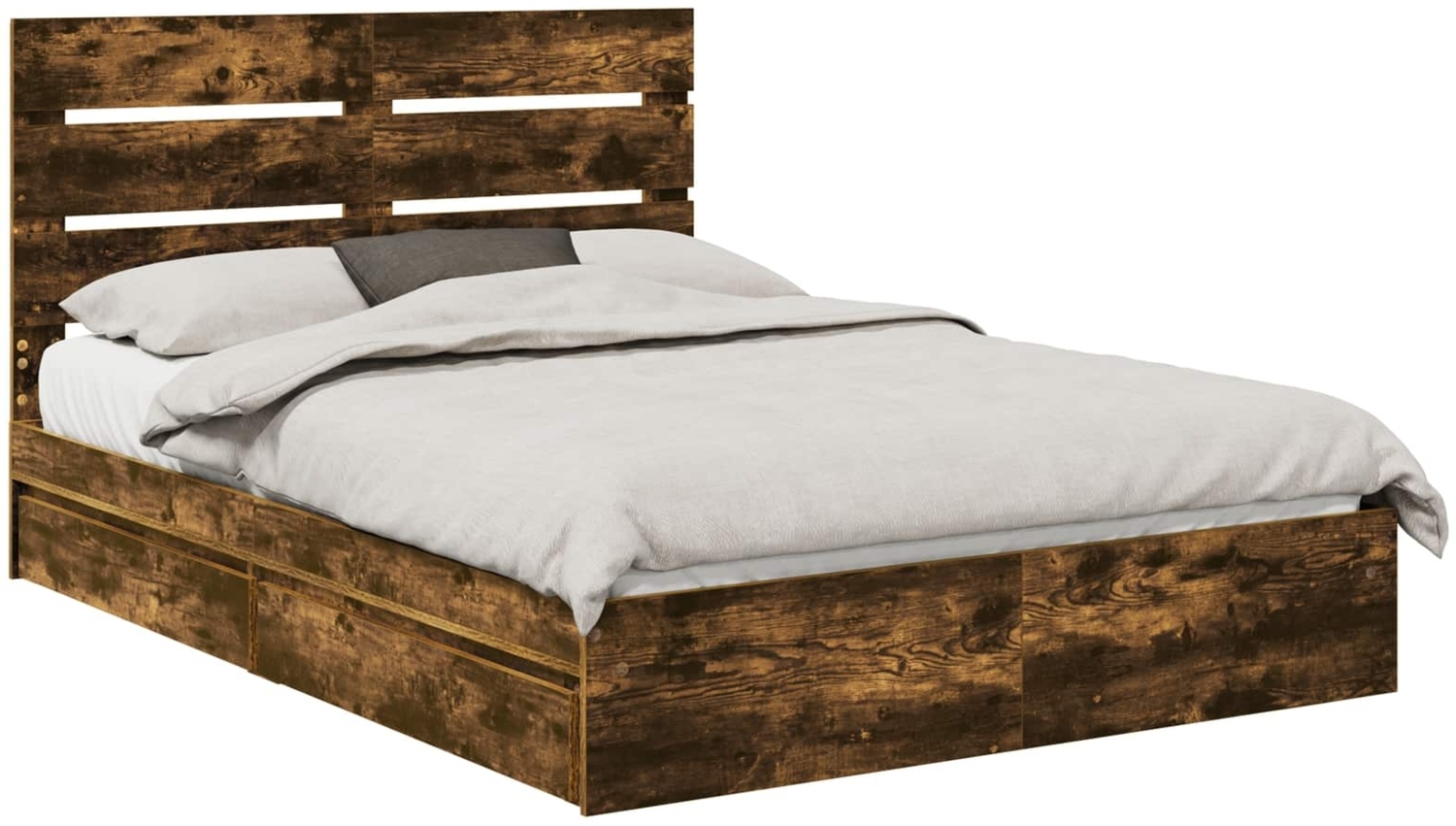 vidaXL Aufbewahrungsbett Geräucherte Eiche 160x200 cm Holzwerkstoff 3411886 Bild 1