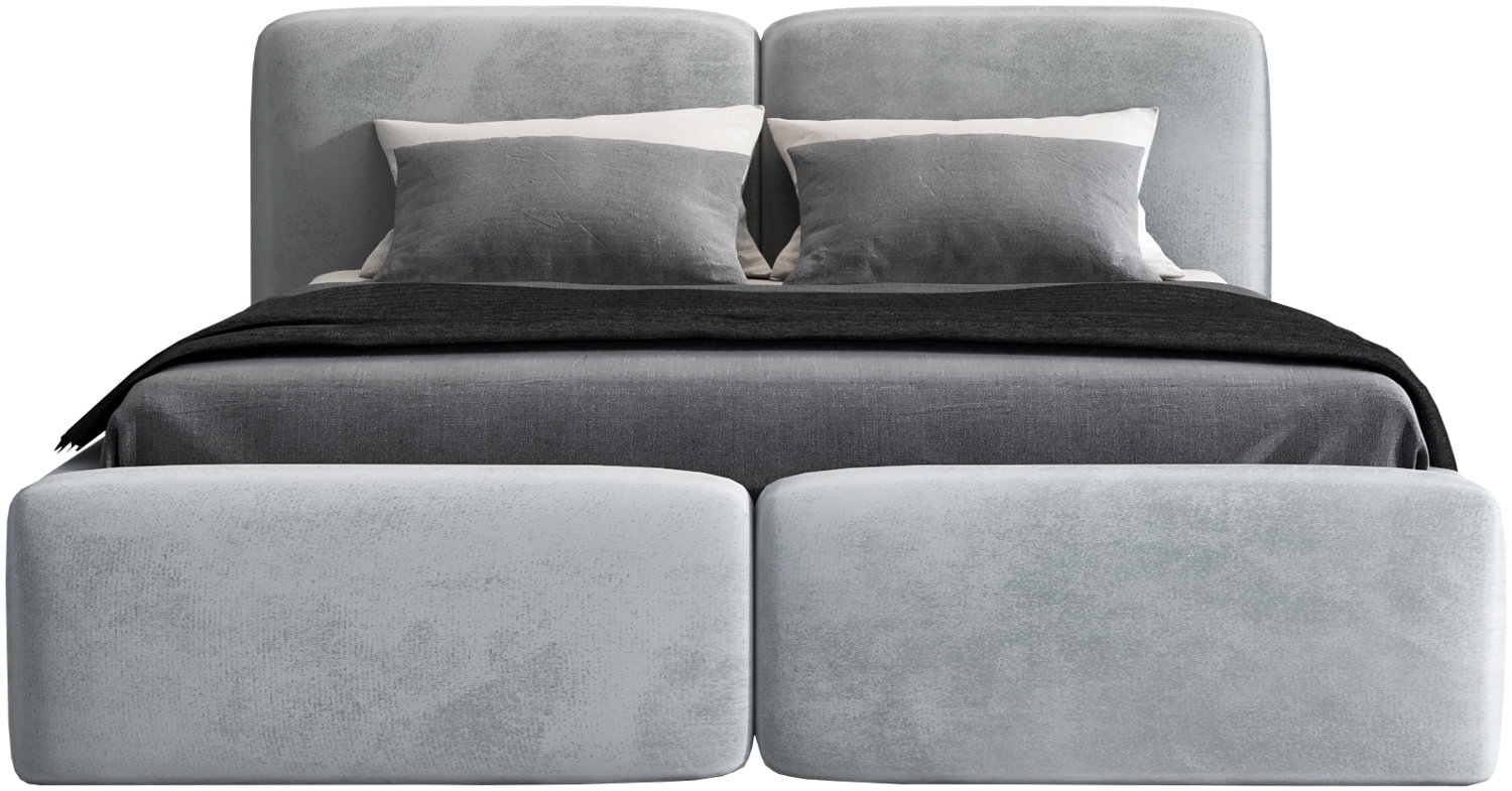 Polsterbett OLKE 140x200 ohne Matratze mit Bettkasten und Lattenrost. Farbe: Silber 15 Bild 1