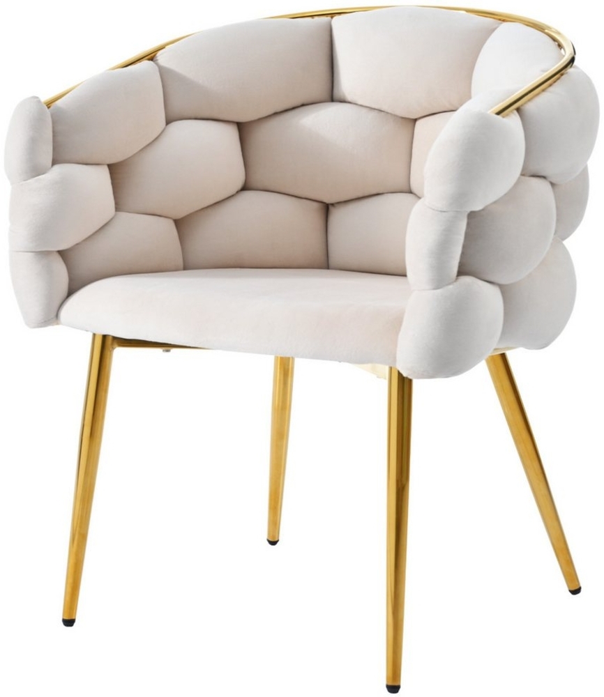 DOPWii Stuhl Luxus-Samtstühle 1 Stuhl,Wohnzimmer Stühle,Esszimmerstühle,Sessel, Make-up Stühle,Beine aus vergoldetem Eisen,Beige Stühle,Bubble Stühle Bild 1