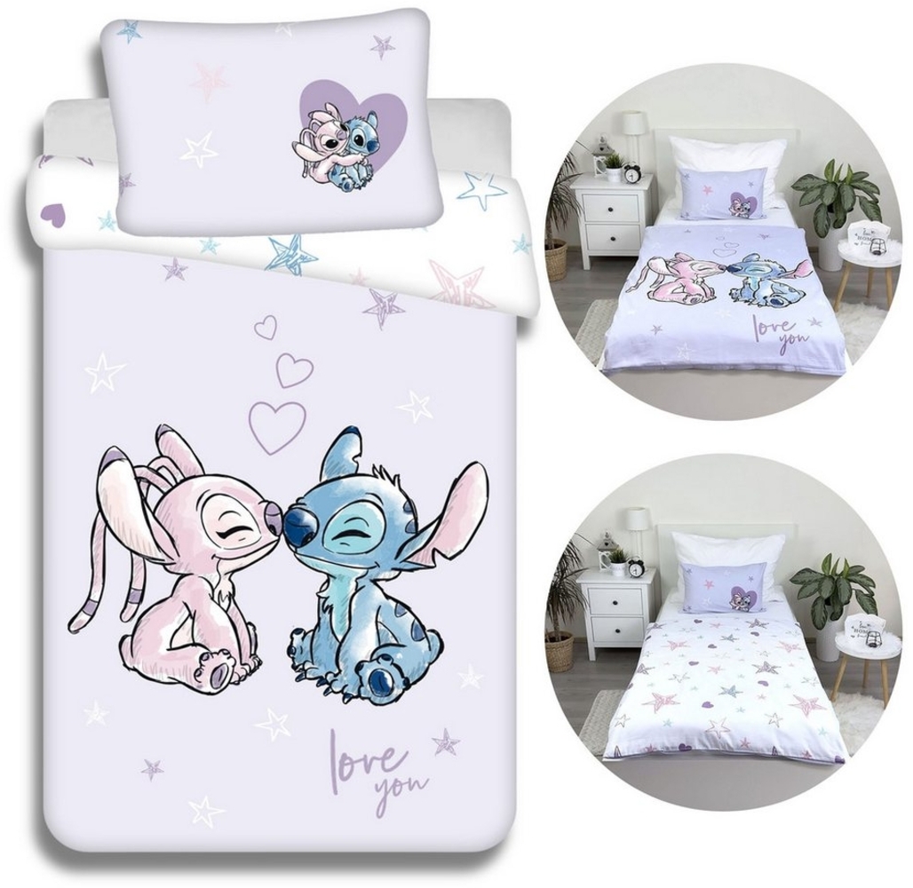 Sarcia. eu Kinderbettwäsche Disney Angel,Stitch Zip-Kinder-Bettwäsche, Baumwolle,100x135cm+40x60cm Bild 1