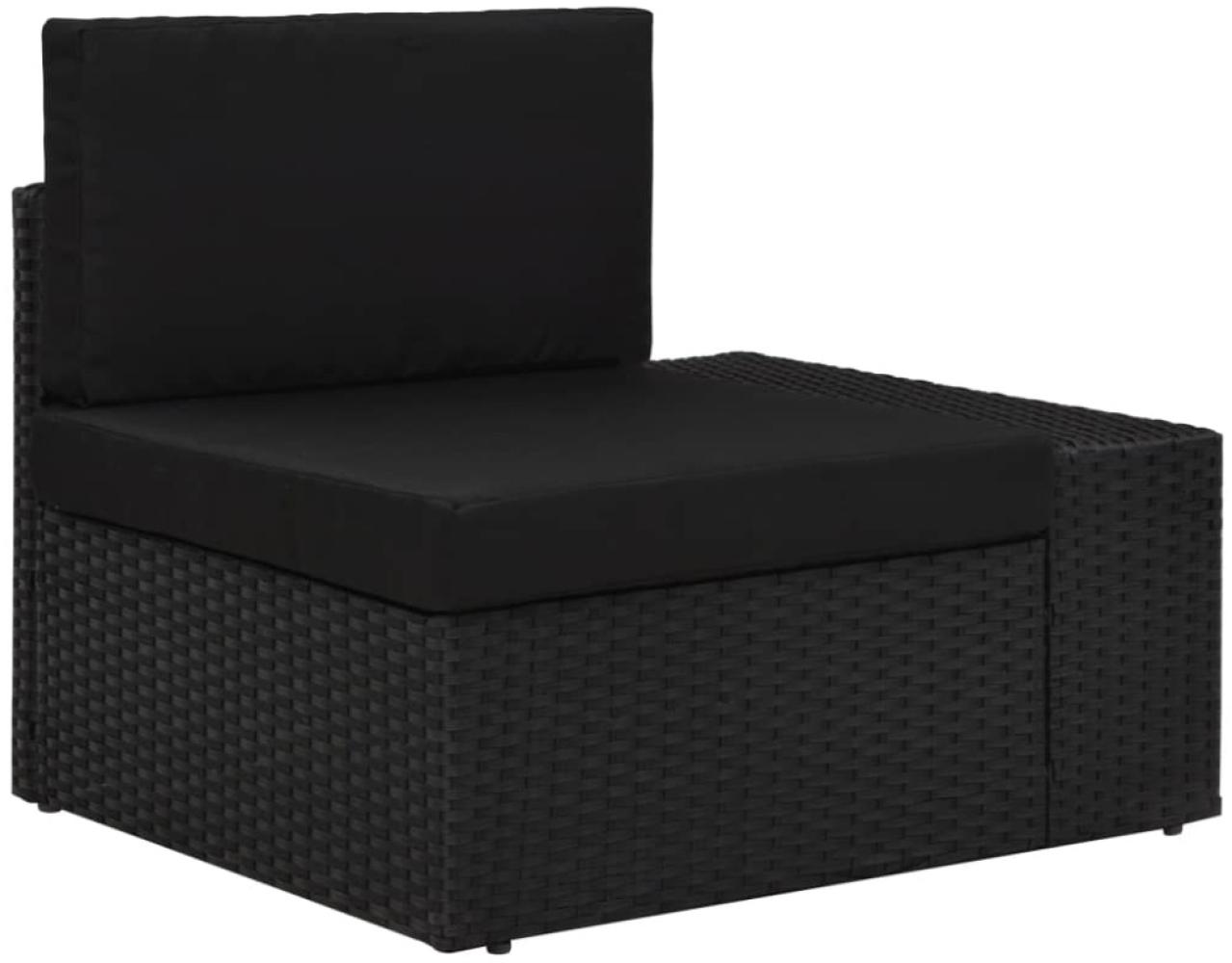 Modulares Sofa-Eckteil mit Armlehne (links) Poly Rattan Schwarz Bild 1