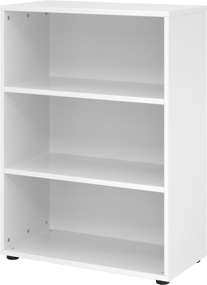 bümö Regal weiß, Standregal aus Holz für 3 Ordnerhöhen - Bücherregal klein 80 cm breit, Aktenregal für Ordner & Bücher, kleines Büroregal, Holzregal, Ordnerregal, Buchregal Dachschräge, 938RE-W Bild 1