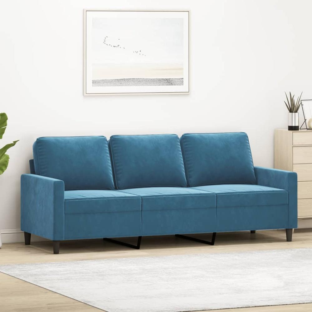 vidaXL 3-Sitzer-Sofa Blau 180 cm Samt 359218 Bild 1