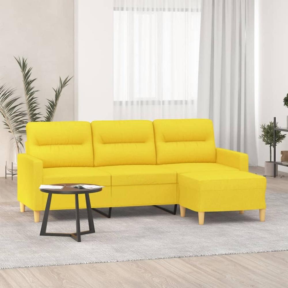 vidaXL 3-Sitzer-Sofa mit Hocker Hellgelb 180 cm, Hellgelb Bild 1