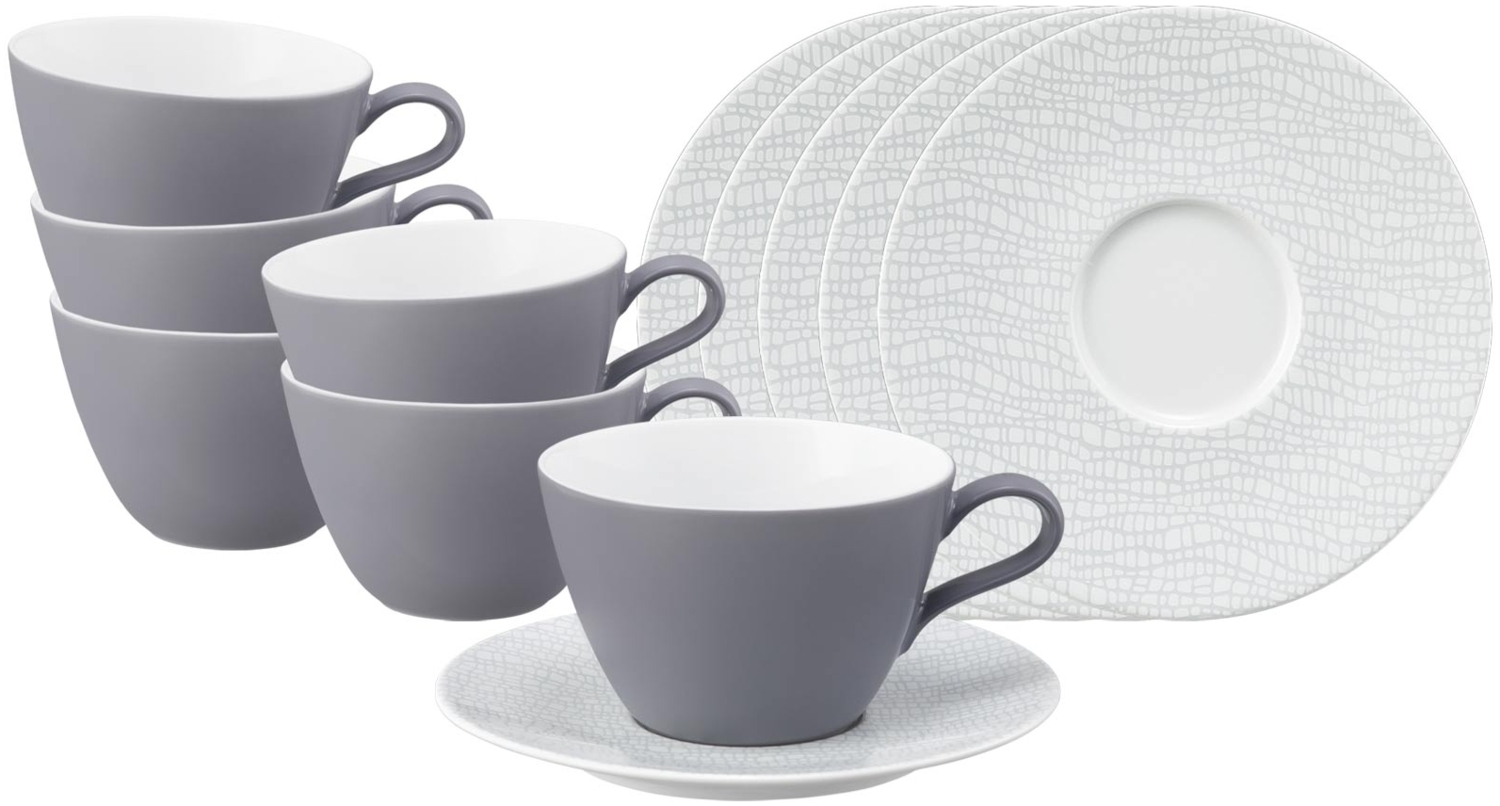 Seltmann Weiden Life Fashion Milchkaffeetasse mit Untertasse 370 ml 6er Set - Elegant Grey Bild 1