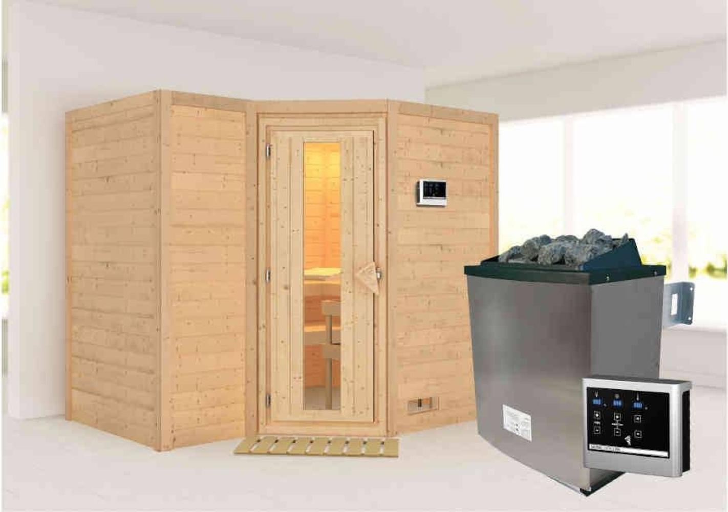 Karibu Sauna Innenkabine Sahib Innensauna 3 Sitzbänke aus Holz Saunakabine mit 40 mm Wandstärke Dampfsauna mit Montagematerial Bild 1