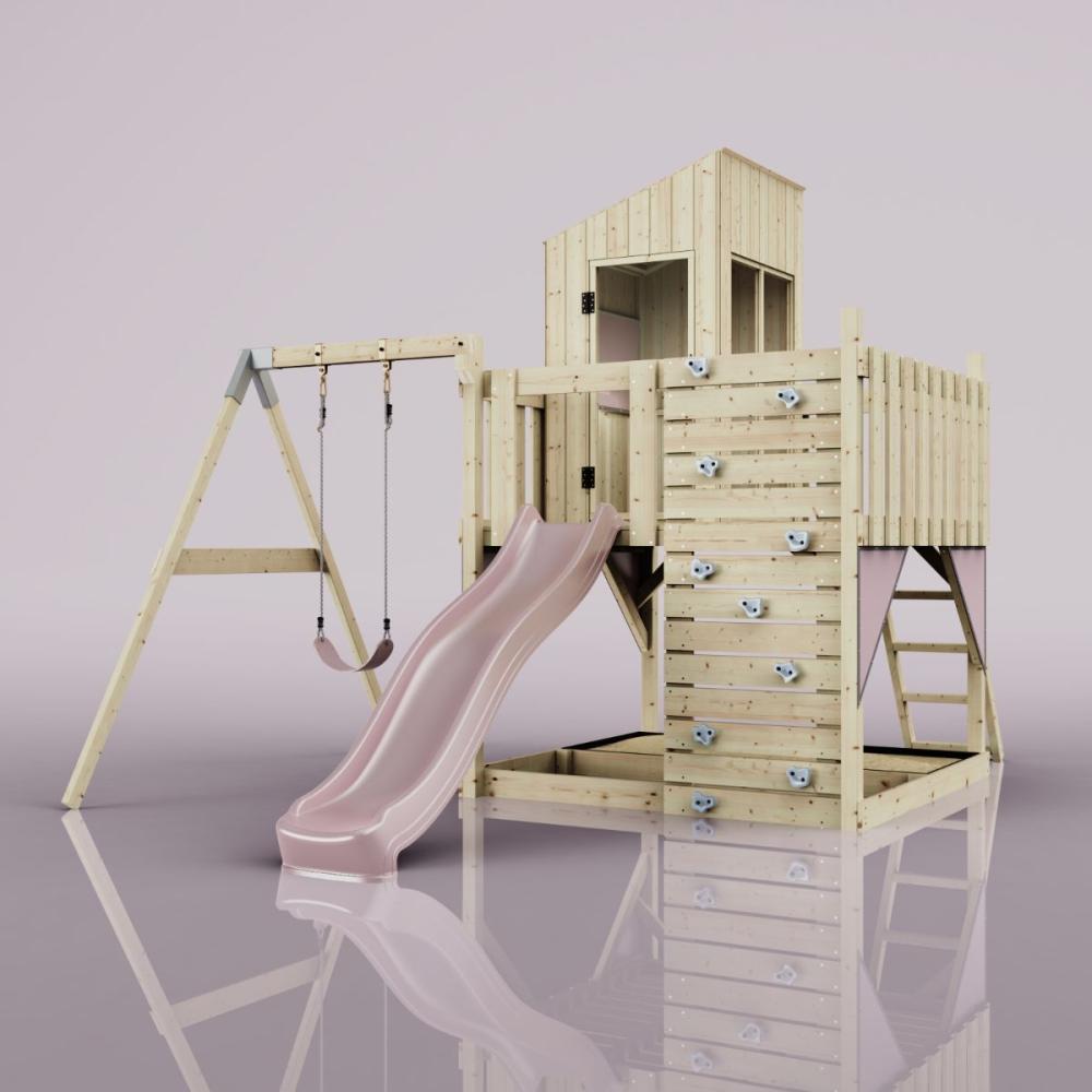 PolarPlay Spielturm Brita aus Holz in Rosa Bild 1