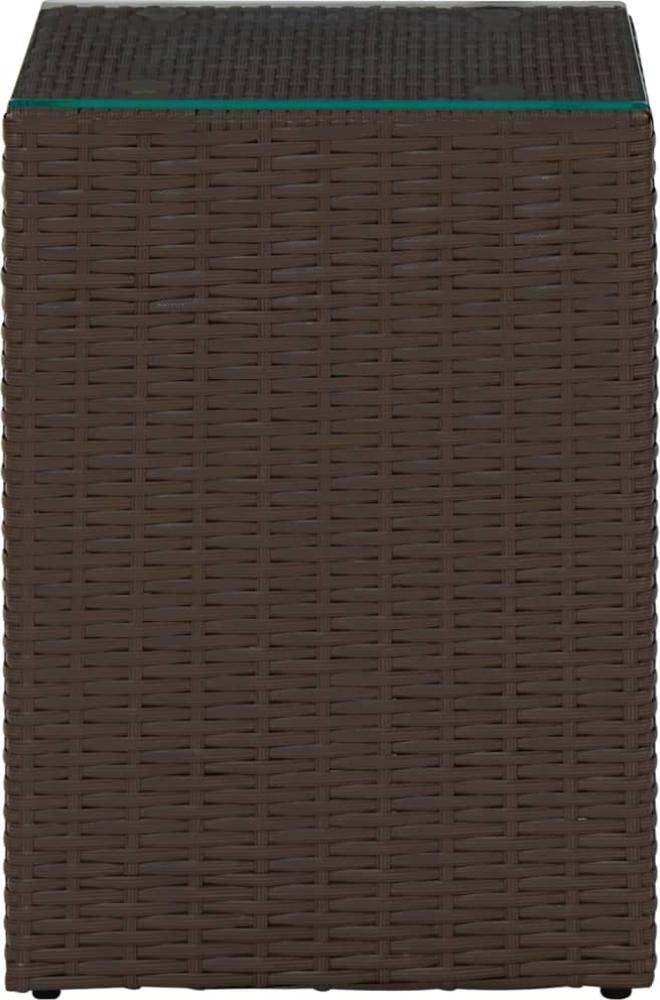 vidaXL Beistelltisch mit Glasplatte Braun 35x35x52 cm Poly Rattan 316377 Bild 1