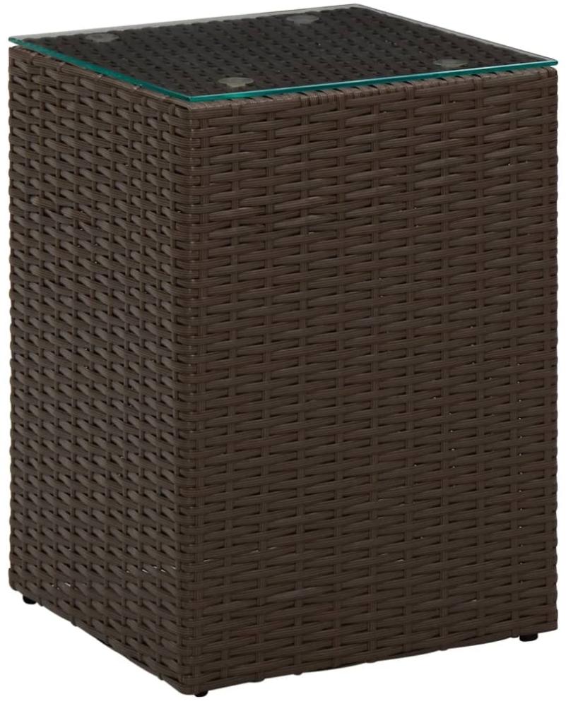 vidaXL Beistelltisch mit Glasplatte Braun 35x35x52 cm Poly Rattan 316377 Bild 1